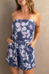 Floral Print Bandeau Romper With Pockets